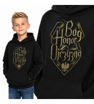 Bluza z kapturem dziecięca Patriotyczna  B-H-O NAPIS PIASKOWY